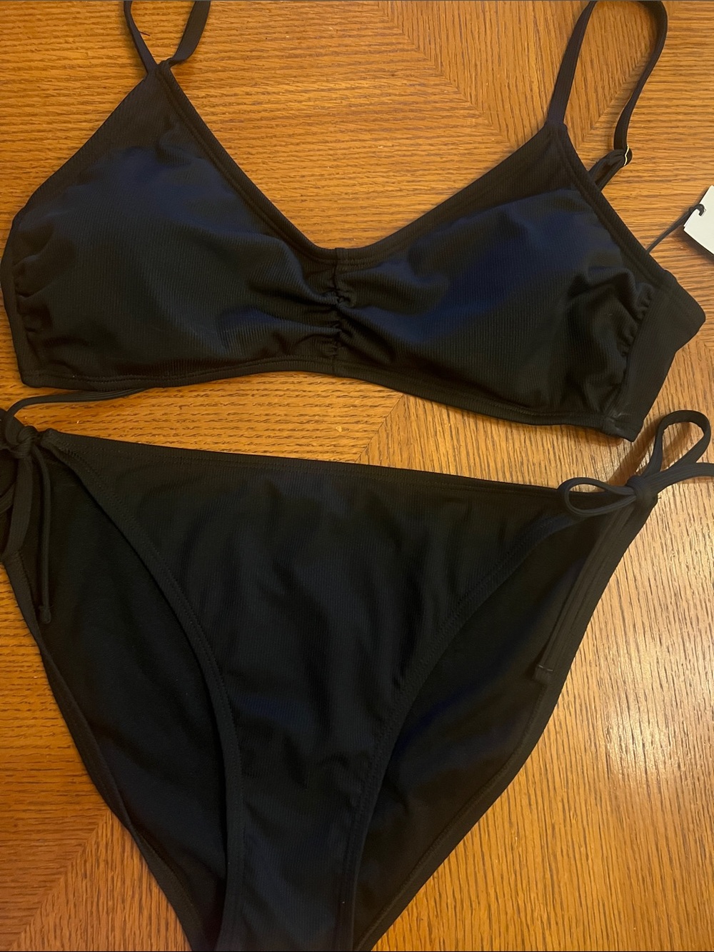 Classic Black Tie-Side Bikini Set - Women Swim Bikinis Size Large B38